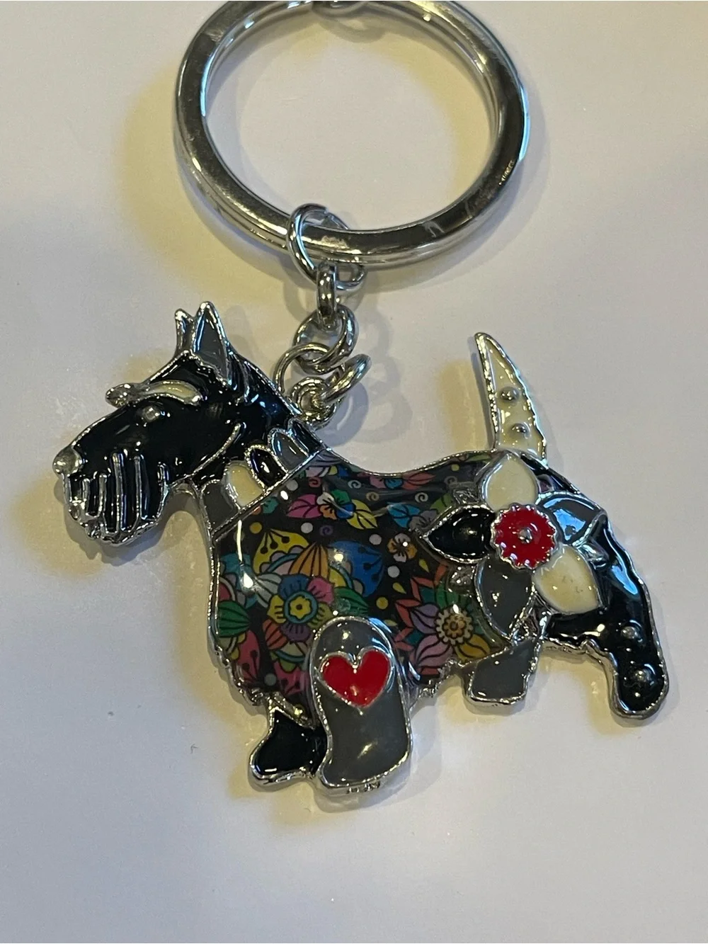 Enamel Metal Scottish Terrier Dog Keychain / Key Ring #0247